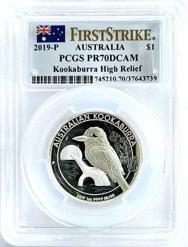 2019年 オーストラリア シルバー 1ドル クッカバラ ハイレリーフ プルーフ PCGS PR70