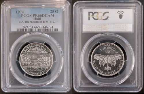 ハイチ 銀貨 25グールド プルーフコイン 1974年 KM#112.1 米国建国200周年記念 PCGS PR66