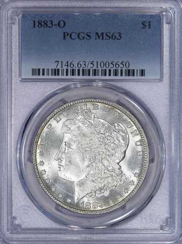 1883-O モーガン シルバー ダラー $1 PCGS MS63 - 新品のロールからの美しさ、新品ホルダー!