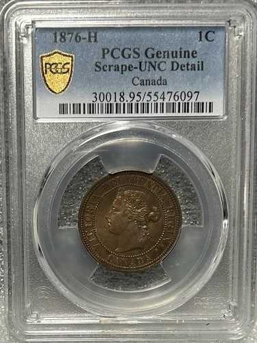 1876 H カナダ 1セント PCGS 純正スクレイプ-UNC 詳細 BX10-6