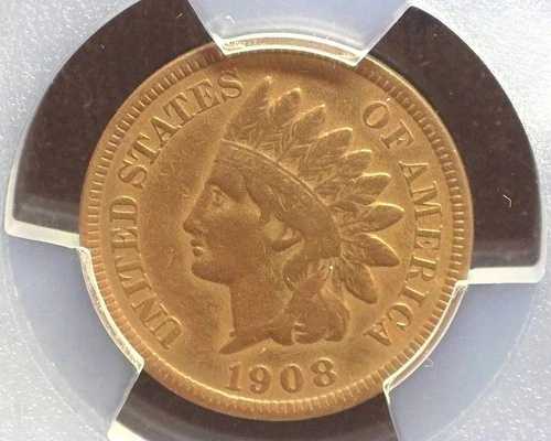 HS&C: 1908 S インディアンヘッド ペニー/セント PCGS 純正クリーニング済み VF ディテール - 米国コイン