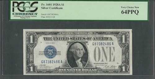 1601年1928年金 1ドル銀貨 PCGS 64 PPQ