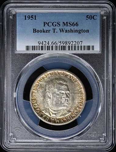 ワシントン、ブッカー・T. 1951年 50セント銀貨 記念品 PCGS MS66