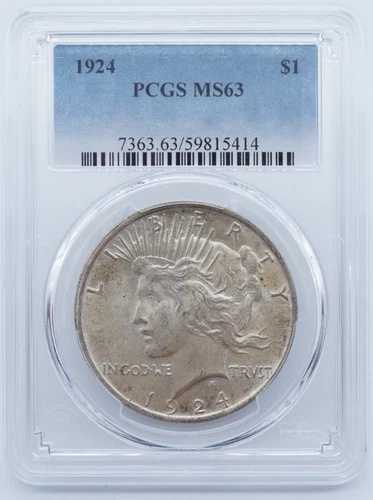 1924年 ピースシルバードル $1 PCGS MS63 -U1173- 45,540円