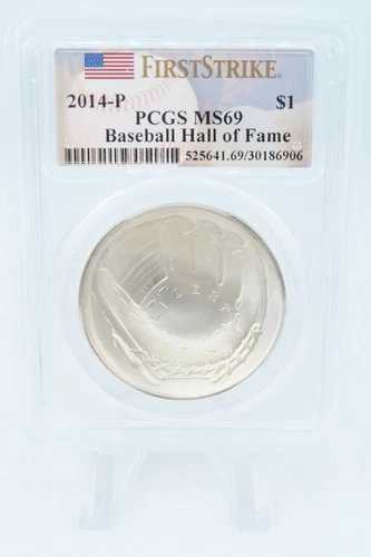 2014-P PCGS MS69 野球殿堂入りシルバー現代記念ドル