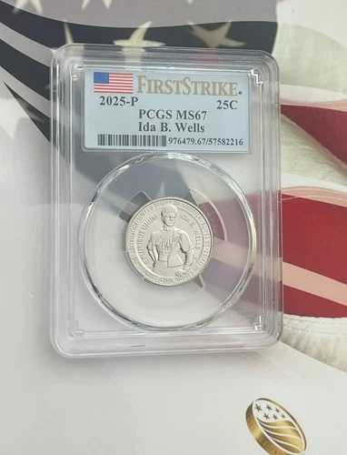 2025 P IDA B. WELLS 25セント PCGS MS67 女性用クォーター ファーストストライク フラッグラベル 45,540円