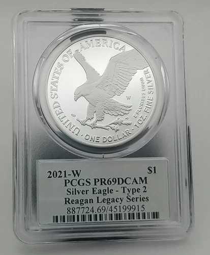 2021 Wシルバー イーグルドル タイプ2 PCGS PR69DCAM -レーガンレガシーシリーズ #0603-