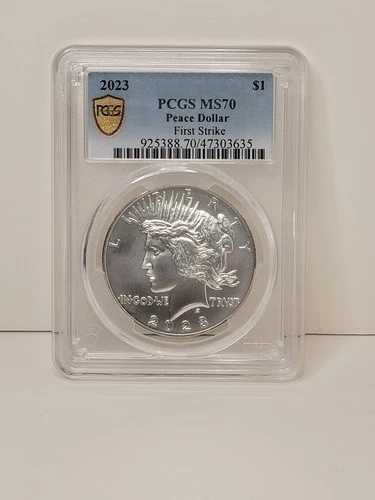 2023年 1ドル銀貨 ピースダラー ファーストストライク PCGS MS 70 ゴールドシールド