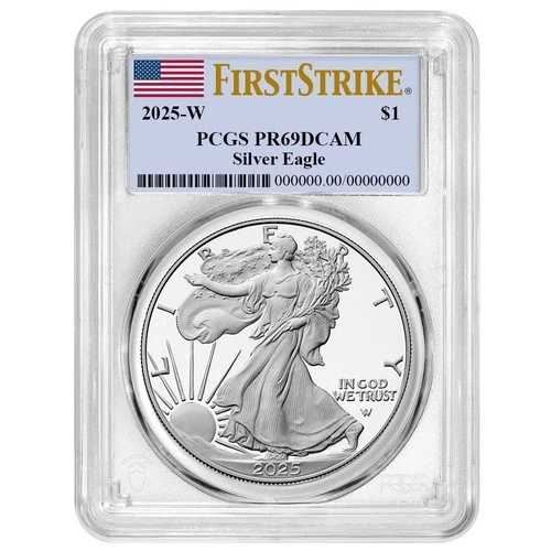 2025-W プルーフ $1 アメリカン シルバー イーグル PCGS PR69DCAM FS フラッグラベル