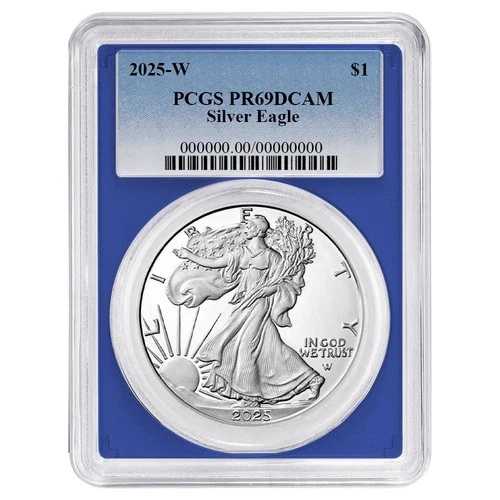 2025-W プルーフ 1ドル アメリカン シルバー イーグル PCGS PR69DCAM ブルーラベル ブルーフレーム