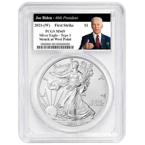 2021年 (W) $1 1オンス T-1 アメリカンシルバーイーグル PCGS MS69 FS バイデン第46代大統領