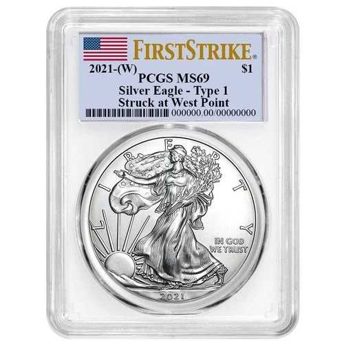 2021年 (W) $1 1オンス T-1 アメリカンシルバーイーグル PCGS MS69 FS フラッグラベル ホワイトフレーム