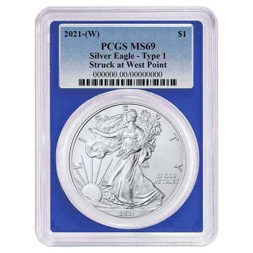 2021年 (W) $1 タイプ1 アメリカンシルバーイーグル PCGS MS69 ブルーラベル ブルーフレーム
