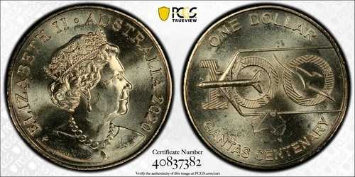 2020年 1ドル カンタス航空 100周年記念コイン PCGS グレード MS66