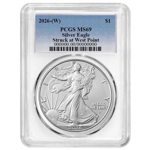 2026年 (W) 1ドル アメリカン シルバー イーグル PCGS MS69 ブルーラベル ホワイトフレーム