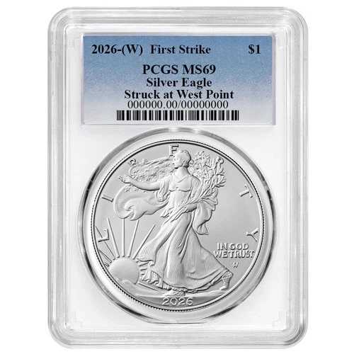 2026年 (W) $1 1オンス アメリカンシルバーイーグル PCGS MS69 FS ブルーラベル ホワイトフレーム