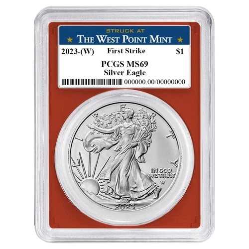 2023年 (W) 1ドル アメリカン シルバー イーグル PCGS MS69 FS ウェストポイント ラベル レッドフレーム