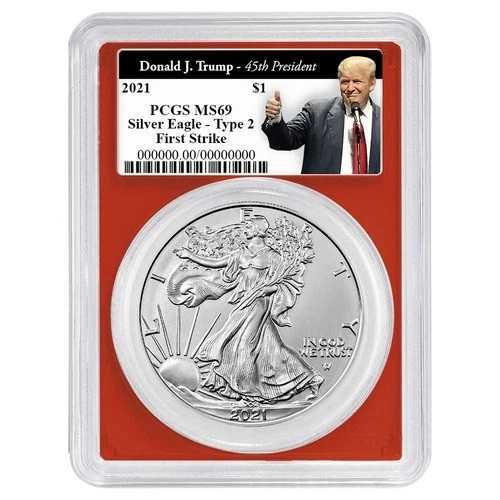 2021年 1ドル 1オンス T-2 アメリカンシルバーイーグル PCGS MS69 FS トランプ第45代大統領ラベル