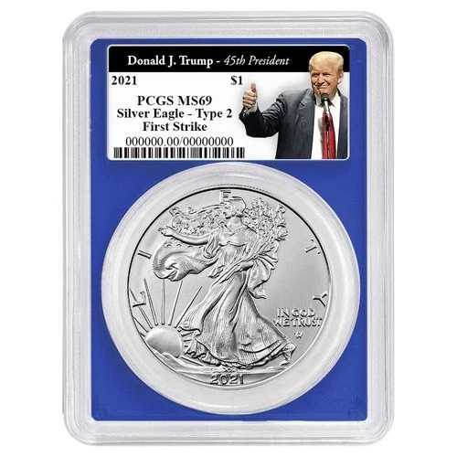 2021年 1ドル タイプ2 アメリカン シルバー イーグル PCGS MS69 FS トランプ第45代大統領ラベル