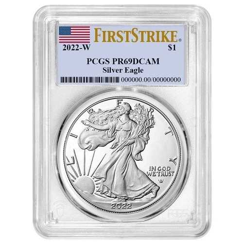 2022-W プルーフ 1ドル アメリカン シルバー イーグル PCGS PR69DCAM FS フラッグラベル