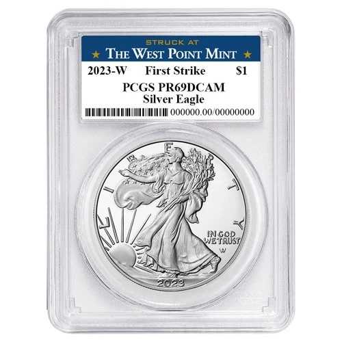 2023-W $1 1オンス プルーフ アメリカンシルバーイーグル PCGS PR69DCAM FS ウェストポイントラベル