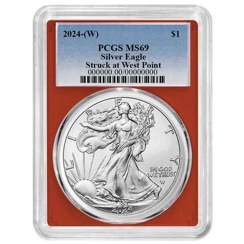 2024年 (W) 1ドル アメリカン シルバー イーグル PCGS MS69 ブルーラベル レッドフレーム