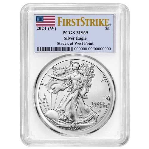 2024年 (W) 1ドル アメリカン シルバー イーグル PCGS MS69 FS フラッグラベル ホワイトフレーム