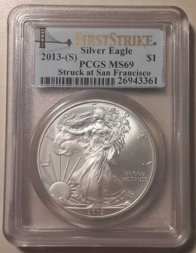 2013-S PCGS MS69 シルバーイーグル サンフランシスコ造幣局 ファーストストライク (46c-13007/7247) 48,180円