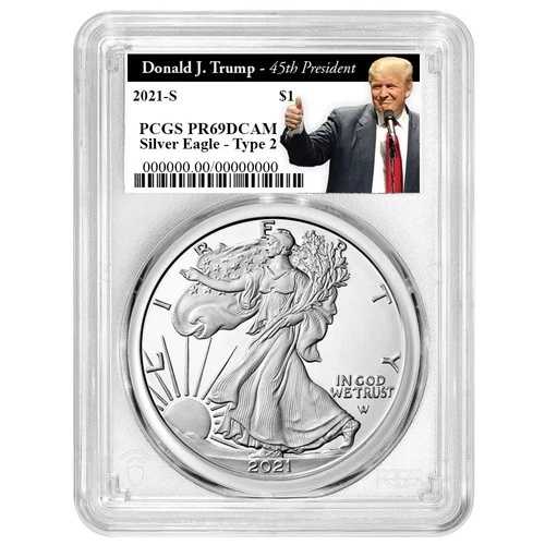 2021-S プルーフ $1 タイプ2 アメリカンシルバーイーグル PCGS PR69DCAM トランプ第45代大統領