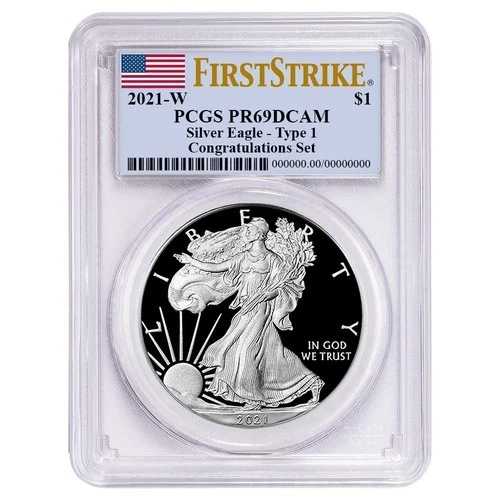 2021-W $1 1オンス T1 プルーフ アメリカンシルバーイーグル コングラチュレーションセット PCGS PR69DCAM