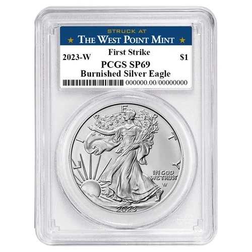 2023-W $1 1オンス バーニッシュド アメリカン シルバー イーグル PCGS SP69 FS ウェストポイント ラベル