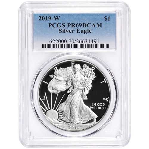 2019-W $1 1オンス プルーフ アメリカンシルバーイーグル PCGS PR69DCAM ブルーラベル