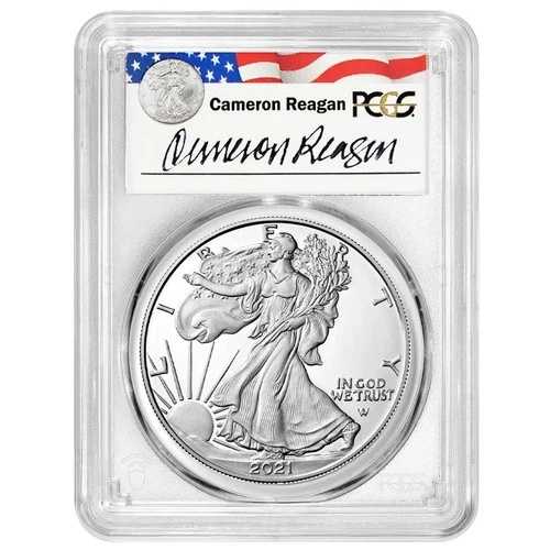 2021-W プルーフ $1 タイプ2 アメリカンシルバーイーグル PCGS PR69DCAM キャメロン・レーガン