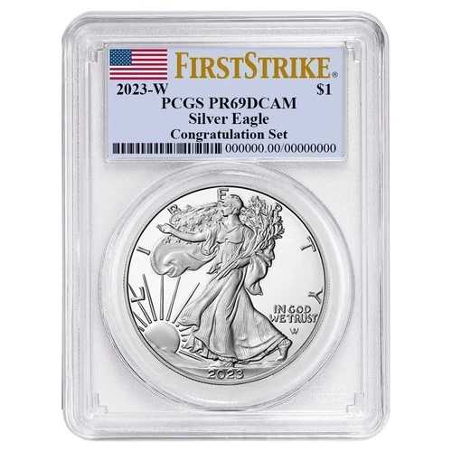 2023-W プルーフ $1 アメリカン シルバー イーグル コングラチュレーション セット PCGS PR69DCAM FS フラッグ