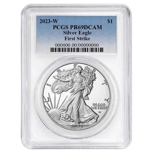 2023-W プルーフ 1ドル アメリカン シルバー イーグル PCGS PR69DCAM FS ブルーラベル ホワイトフレーム 45,045円
