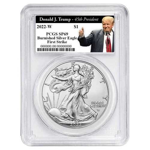 2022-W $1 1オンス バーニッシュド アメリカン シルバー イーグル PCGS SP69 FS トランプ 45th