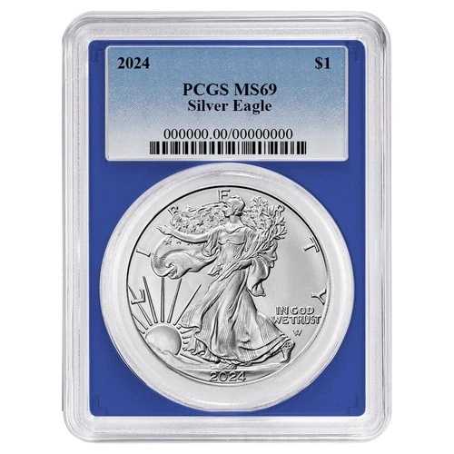 2024年 1ドル アメリカン シルバー イーグル PCGS MS69 ブルーラベル ブルーフレーム