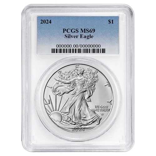 2024年 1ドル アメリカン シルバー イーグル PCGS MS69 ブルーラベル ホワイトフレーム