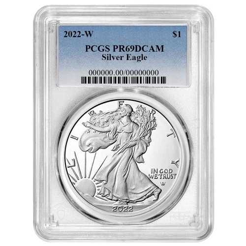 2022-W $1 1オンス プルーフ アメリカンシルバーイーグル PCGS PR69DCAM ブルーラベル