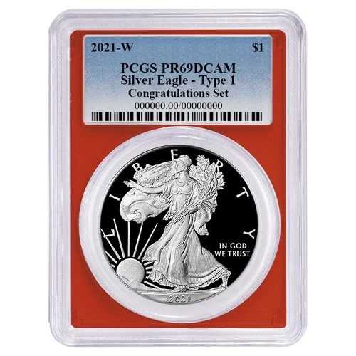 2021-W $1 1オンス T1 プルーフ アメリカンシルバーイーグル コングラチュレーションセット PCGS PR69DCAM