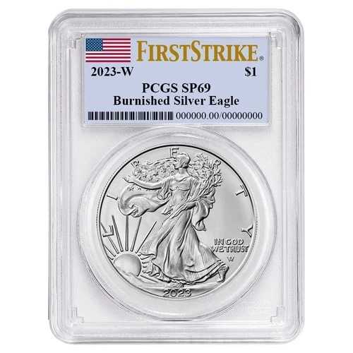 2023-W $1 1オンス バーニッシュド アメリカン シルバー イーグル PCGS SP69 FS フラッグラベル