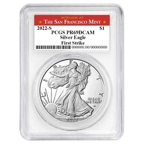 2022-S プルーフ 1ドル アメリカン シルバー イーグル PCGS PR69DCAM FS サンフランシスコ ラベル