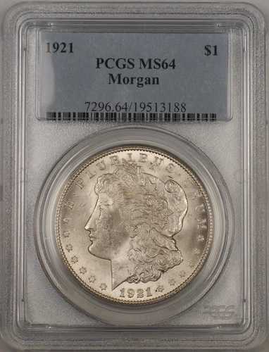 1921年 モルガン シルバー ダラー 1ドル コイン PCGS MS-64 (BR 10 C)