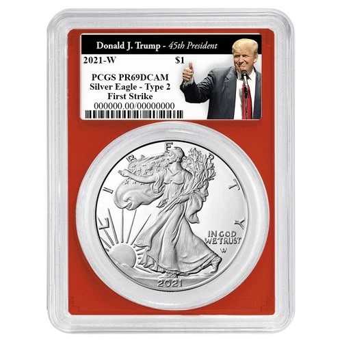 2021-W プルーフ $1 タイプ2 アメリカンシルバーイーグル PCGS PR69DCAM FS トランプ45周年記念