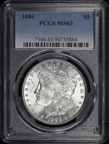 1886 年モルガン ダラー PCGS MS-63 ブルー & 燃えるようなサンセット色相リバース トーニング! 44,880円