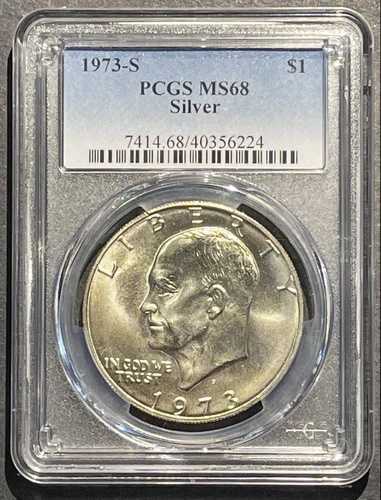 1973-S シルバー アイゼンハワー ドル PCGS MS-68、3 点購入で 5 ドル割引!!