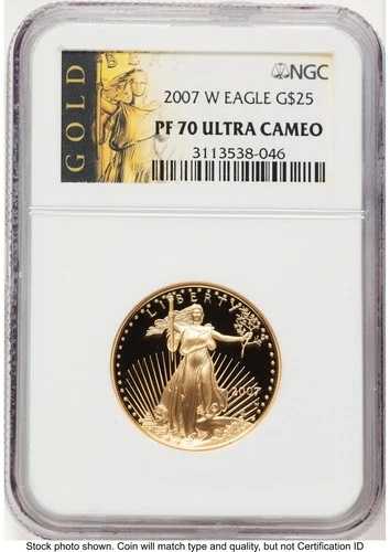 2007-W プルーフ ゴールド イーグル 1/2 オンス アメリカン リバティ シリーズ ラベル NGC PF70
