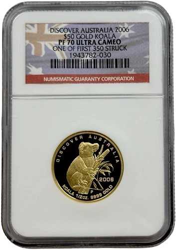 2006年 ディスカバー オーストラリア $50 動物 - コアラ プルーフ金貨 1/2オンス NGC PF 70 UC