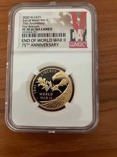 2020 W G$25 第二次世界大戦終結75周年記念金貨 PF70 NGC