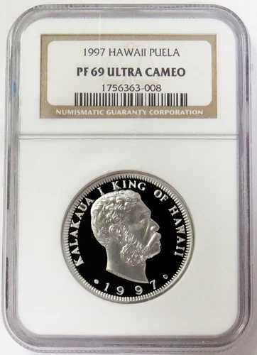 1997年 プラチナ ハワイ アカヒ プエラ 1オンス NGC プルーフ 69 ウルトラカメオ 548,680円